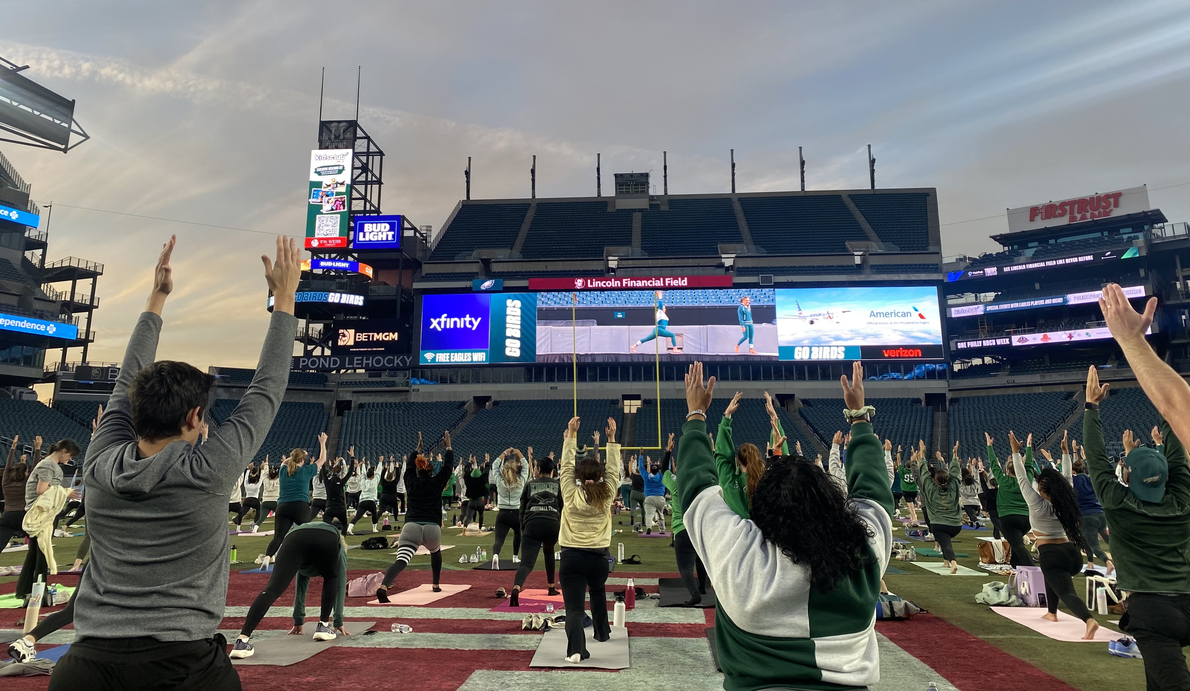 Finding Balance on the Birds’ Turf: Eagles Host Yoga on the Field